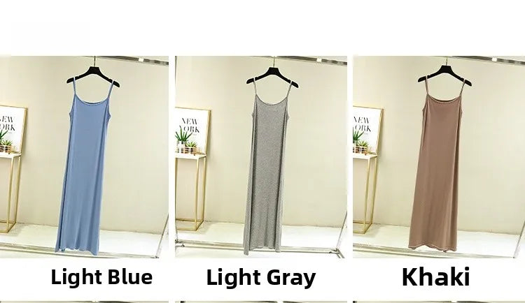 Modal Sleeveless Vest Dress Women Summer Thin Base Layer Color Block Casual round Neck Scene Casual July Deer Brand Dress