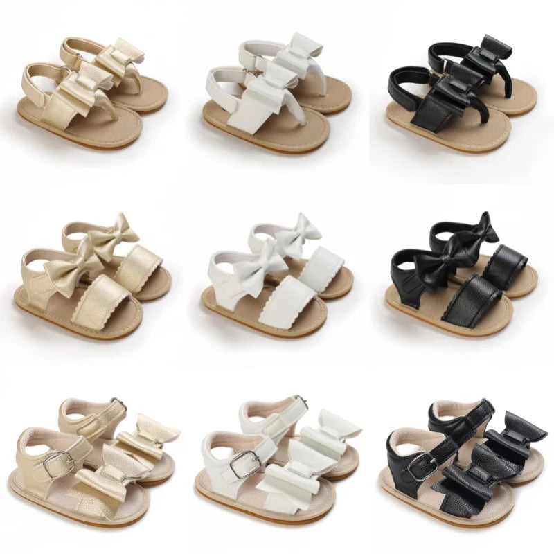 Baby Girl Summer Sandals 0-18 Months Cute Bow Rubber Sole First Walker Casual Comfortable Newborn Sneakers