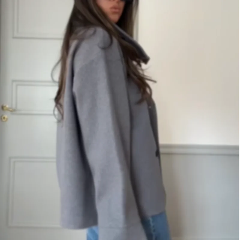 Stand Collar Women Winter Woolen Coat 2025 Spring Single Breasted Loose Female Long Sleeve Jacket Office Lady Street Short Coats