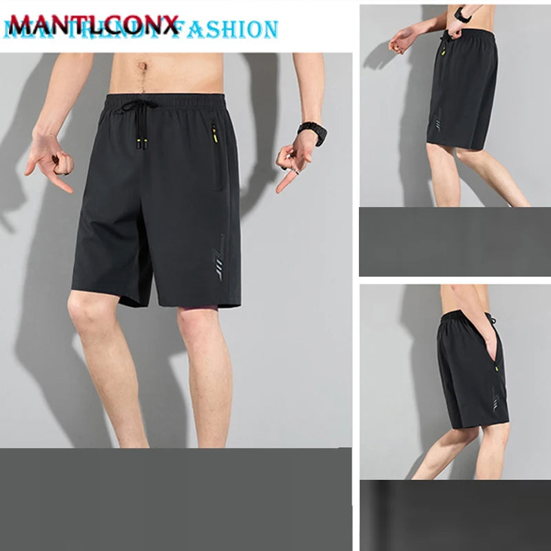 Men'S Shorts Summer Casual Board Shorts Breathable Beach Shorts Elastic Waist Jogging Running Sports Short Pants Zipper Pockets