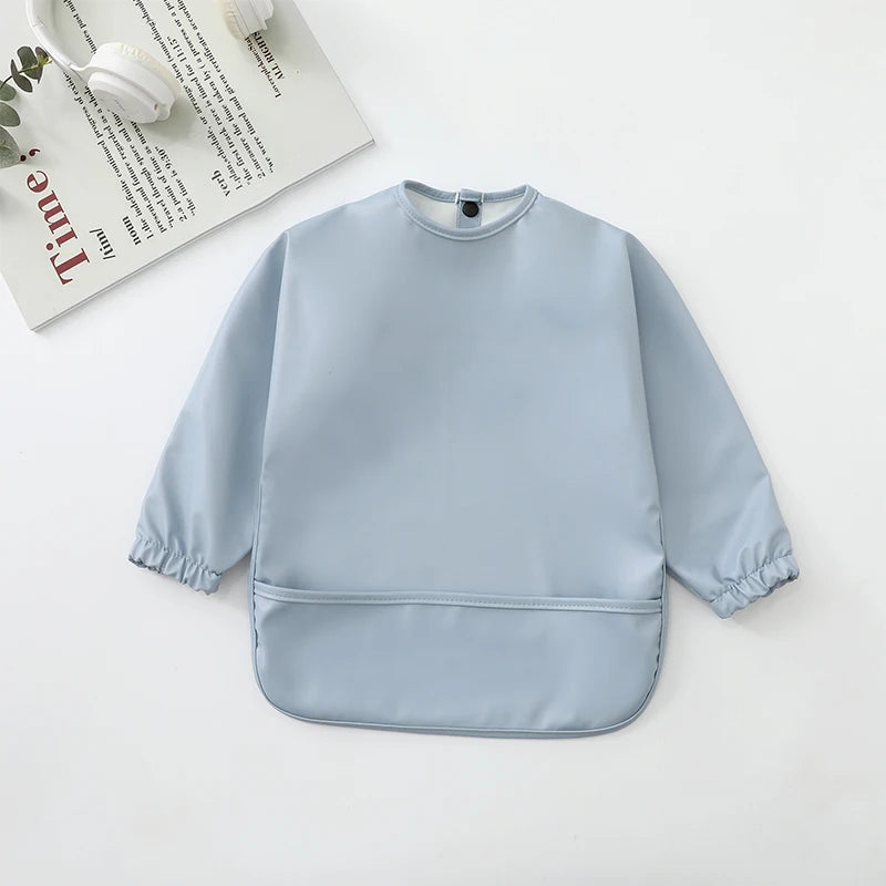 Waterproof Long Sleeve Baby Bib with Pocket – Toddler Feeding Apron for Boys & Girls