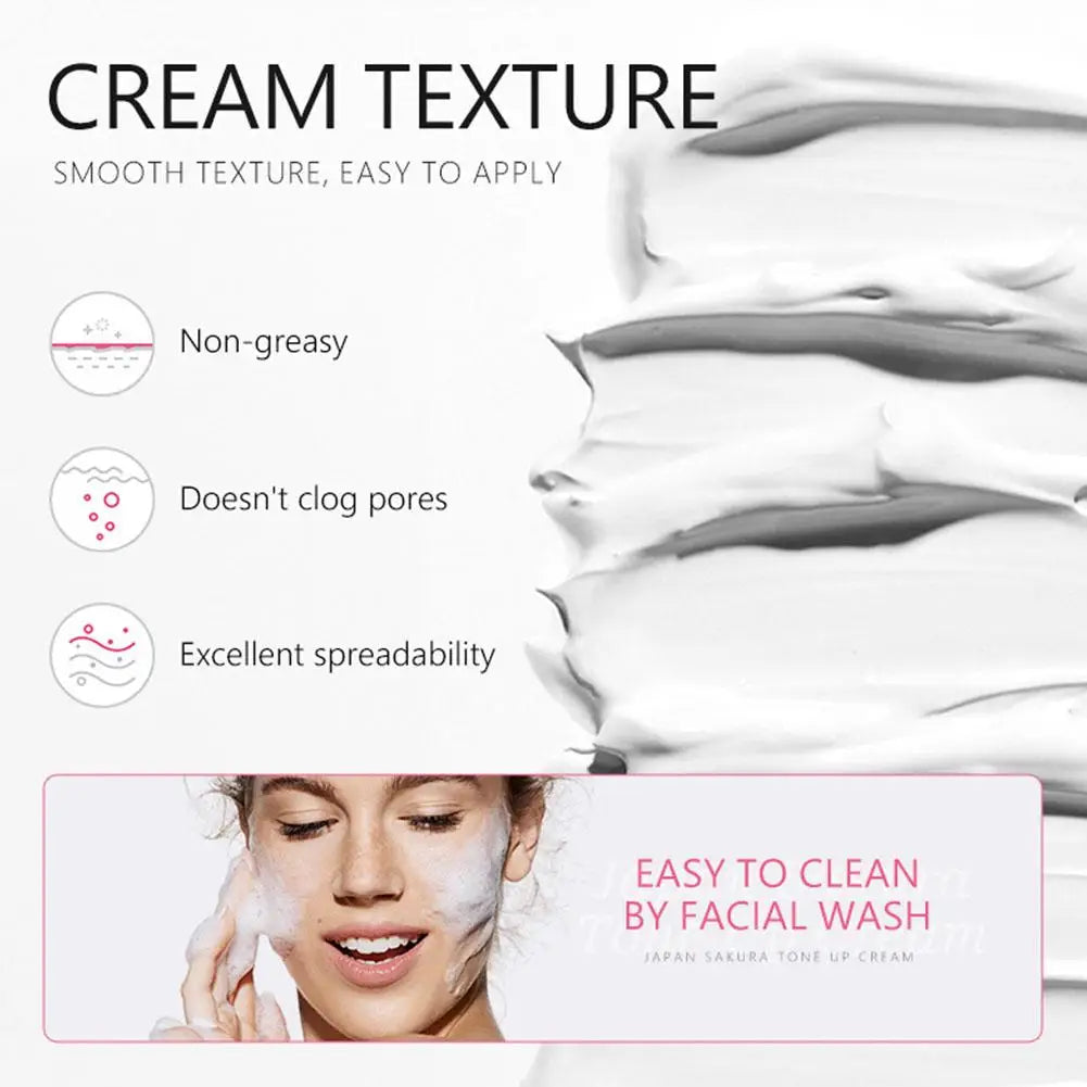 Facial Moisturizer Tone-up Cream,Sakura Essence Glow Moisturizer Cream 1.06 Fl OZ Hydrating Smooth Dry Skin Nourishing Skin Care