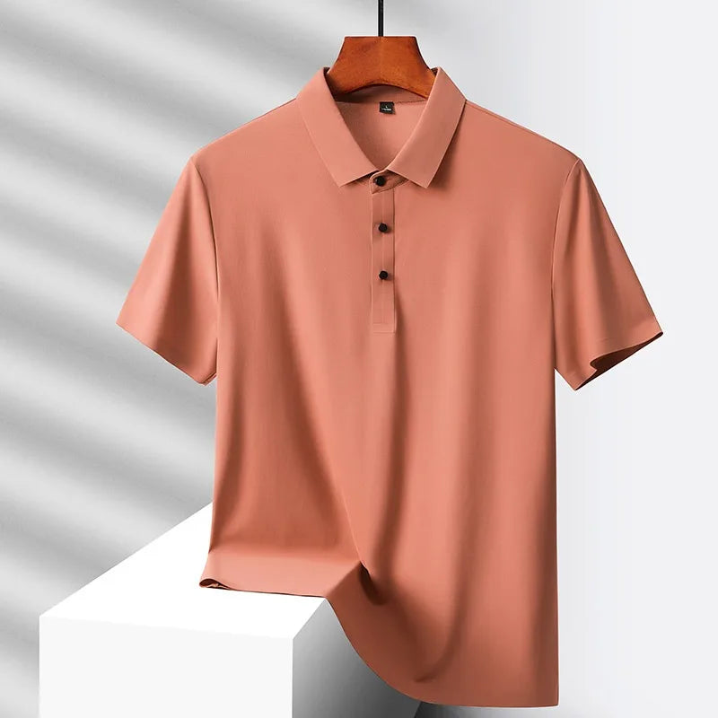 Men's Ice Silk Polo Shirt - Quick-Dry Loose Fit Short Sleeve