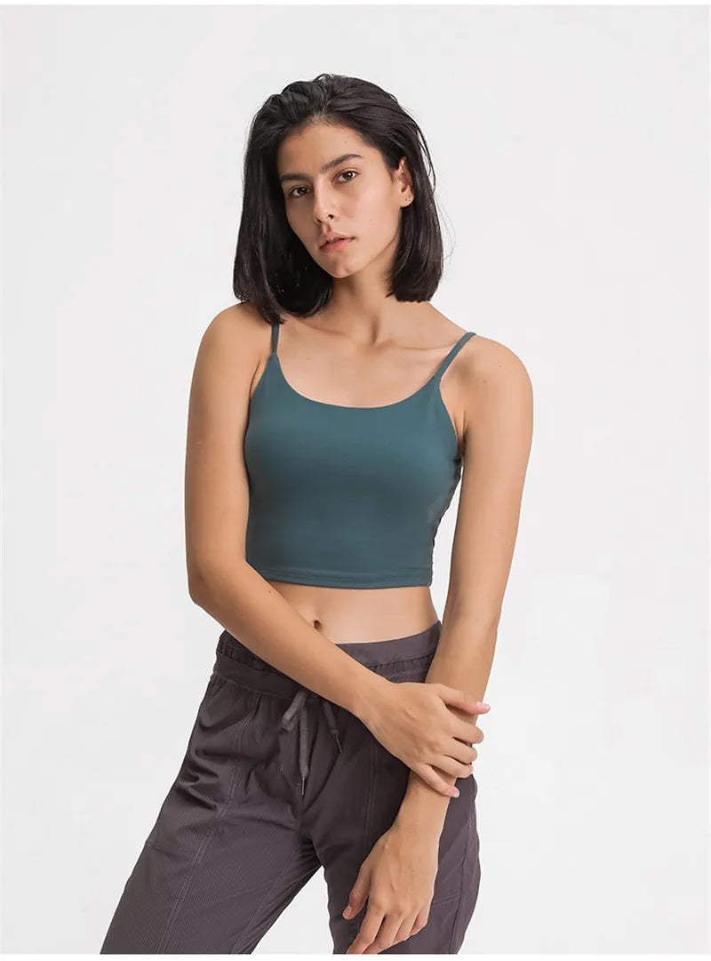 Solid Color Women Sports Bra Comprehensive Training Shockproof Halter Soft Sports Fitness Top Gym Yoga Chest Pad Comprehensive