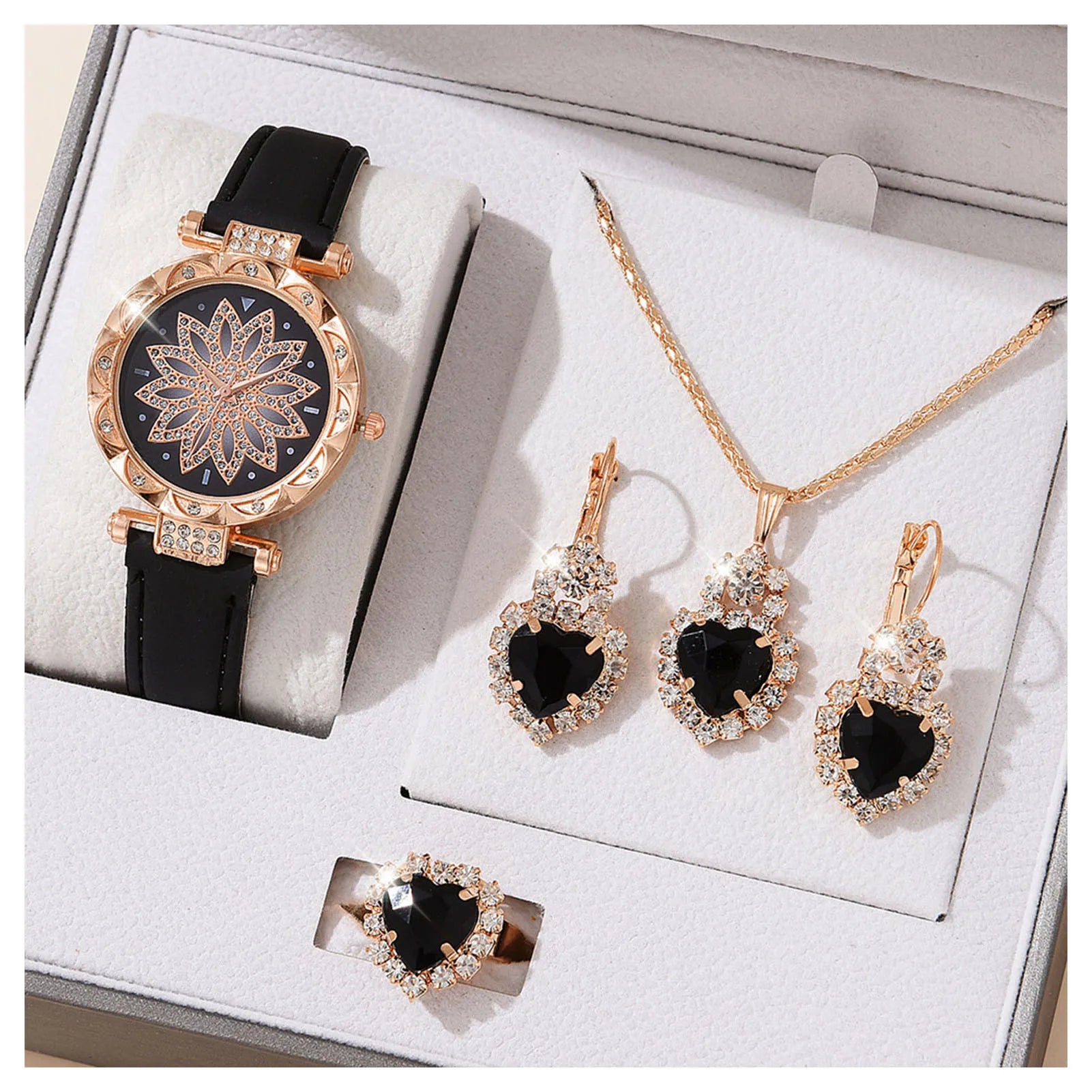Watches Sets Gifts For Women'S Crystal Bling Wristwatch Jewelry Kit For Mom Wife Girlfriend