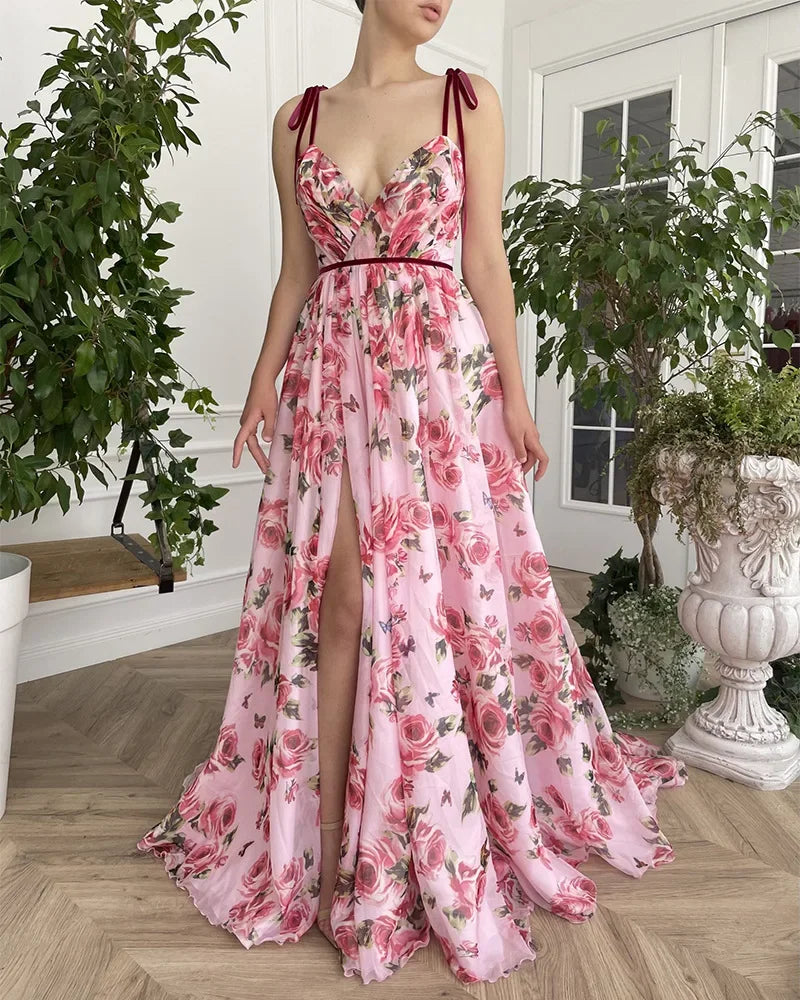 2024 New Vintage Printed Long Dress Sexy Tank Dress Beach Casual Vacation For Women Fashionable Sleeveless Design
