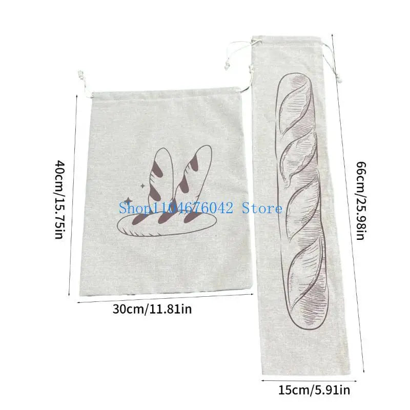 652F Bolsas de Lino Prácticas con Cordón para Pan Envasado Sostenible y Transpirable Perfectas para Pan, Frutas y Aperitivos