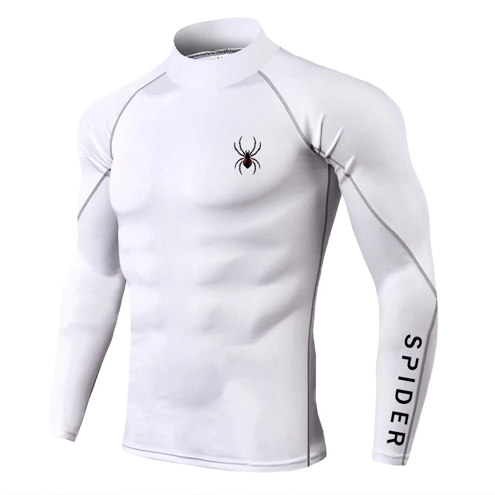 Men's Long Sleeve Compression Shirt - Quick Dry Mock Neck Athletic Top