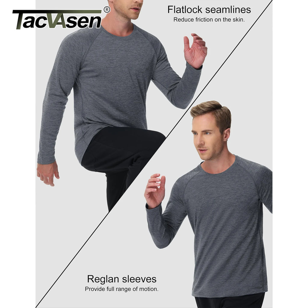 TACVASEN UPF 50+ Workout T-shirts Mens Quick Dry Long Sleeve Athletic Shirts Performance Sports Running Tee Tops Sun Protection