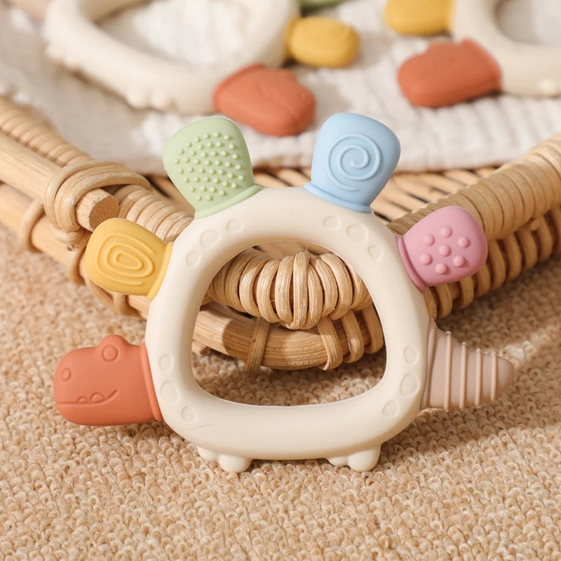 BPA-Free Baby Dinosaur Silicone Teether Sensory Toy Easy to Grip Infant Care Food Grade Baby Toy Newborn Gift Babies Accessory