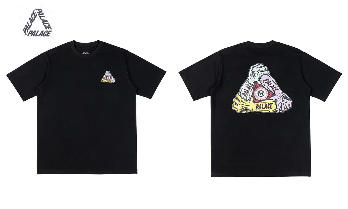 Palace Triangle Print Cotton Casual T-Shirt - Men's Short Sleeve