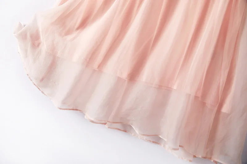 100%Real Silk Elegant Dresses, Women Sleeveless Elastic Waist, Beach Vacation Fairy Dress, 2024 Summer Fall