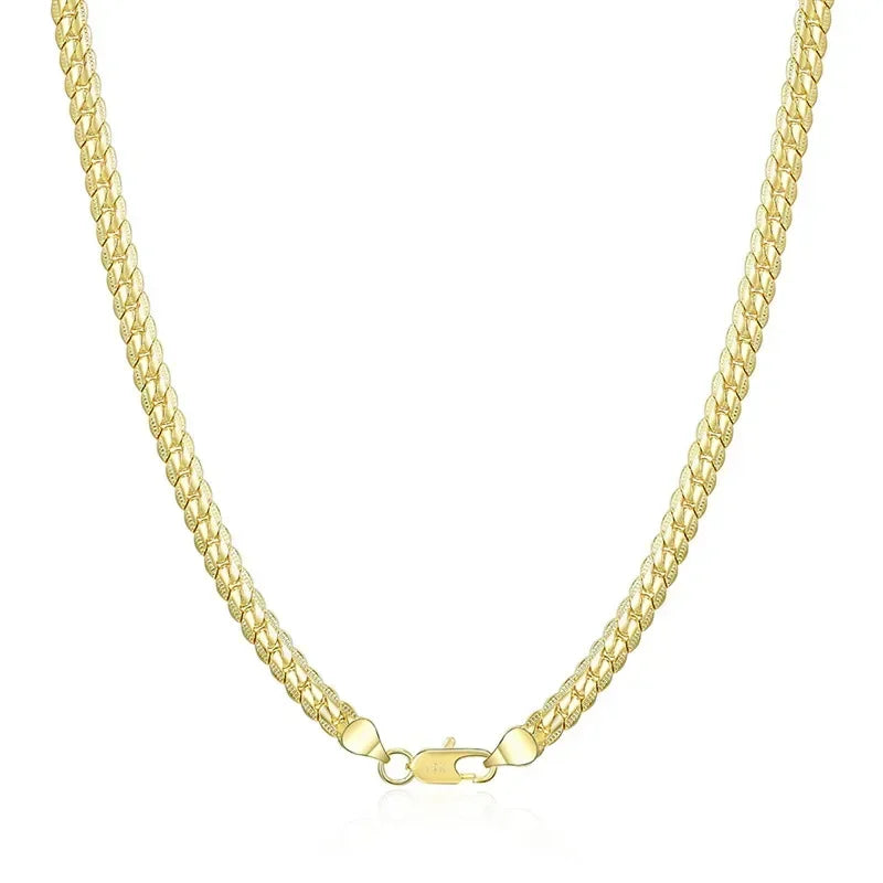 18K Gold 925 Sterling Silver 6mm Full Sideways Necklace 8/18/20/24 Inch Chain For Woman Men Fashion Wedding Engagement Jewelry