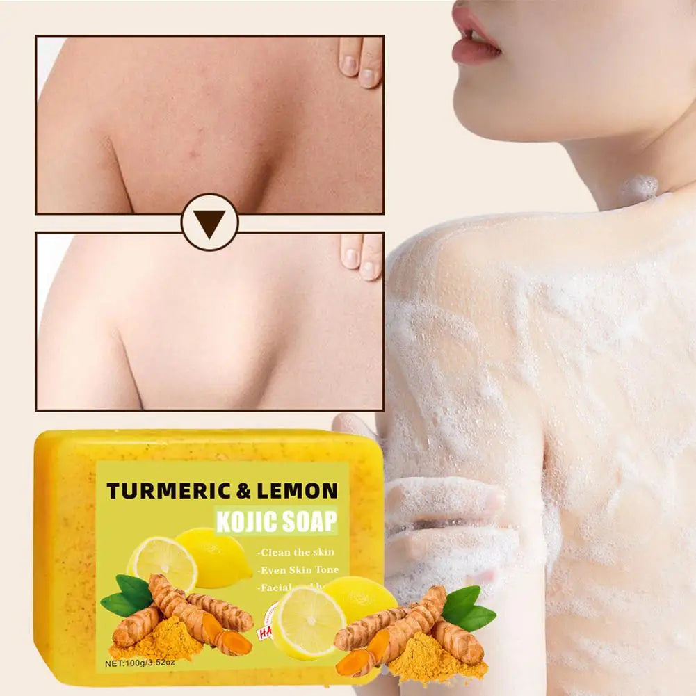 Lemon Turmeric Kojic Acid Soap Bar - Handmade Exfoliating Face & Body