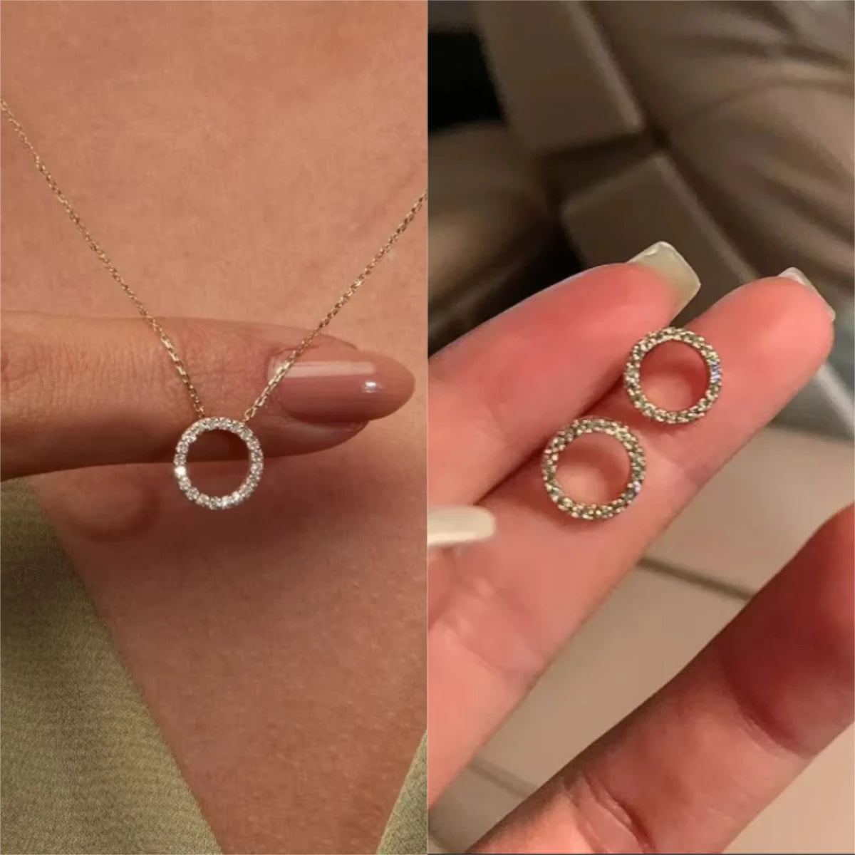 Fashion Trend Elegant Crystal Circle Pendant Necklace