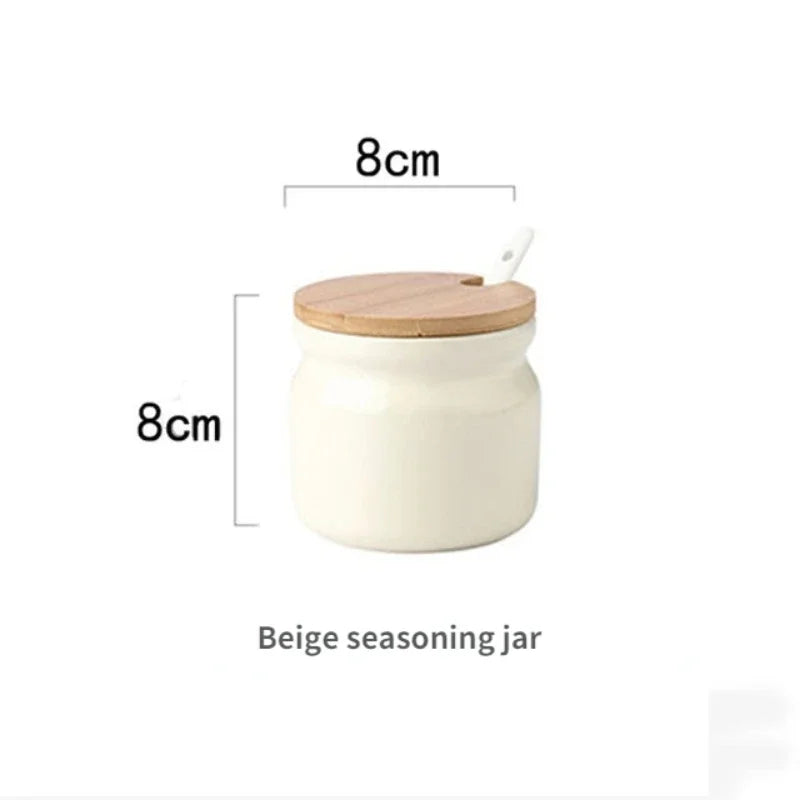 Nordic Ceramic Spice Rack Salt Shaker Pepper Vinegar Oil Bottle Sugar Chili Condiment Box Spices Storage Jar Set Home Kitchen