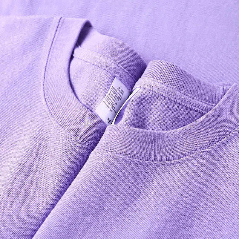 Summer Men's and Women's Purple Short Sleeve T-Shirt, 100% Cotton Round Neck Loose Unisex Tee, Breathable and Comfortable