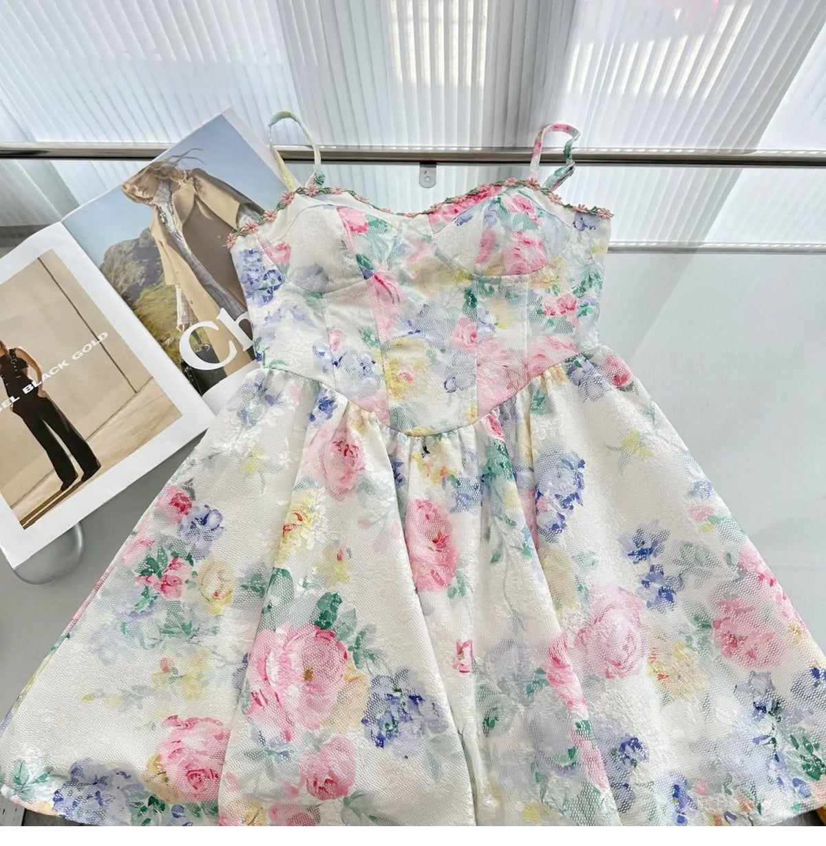 Sweet Pure Desire Style Women's Floral Print Halter Dress Slimming Waist Design Casual Summer Polyester Fiber Gown