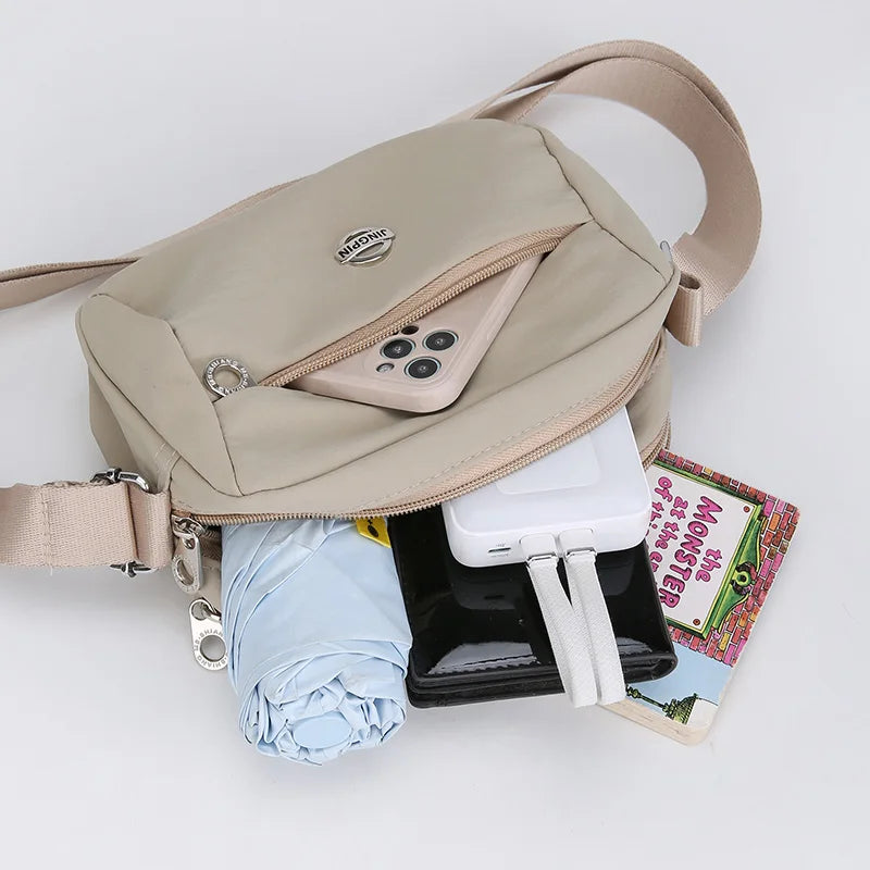 Women Crossbody Bag Lightweight Nylon Shoulder Bag Wide Adjustable Strap Phone Pocket Casual Daily Commute Outdoor Shopping Bag