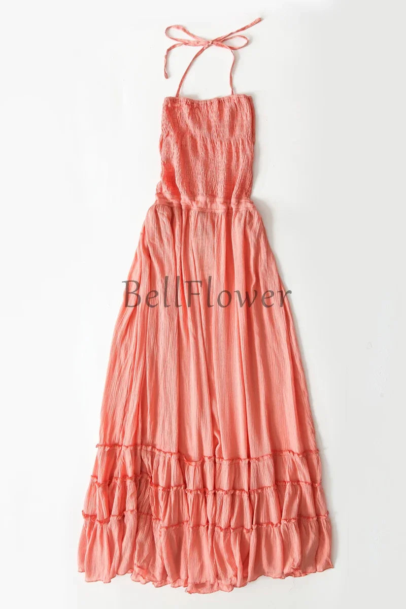 Beach Sexy Boho Maxi Dress Summer Women Backless VERGOODR Smock Holiday Lace Up Cotton Long Dresses Hippie Free Shipping