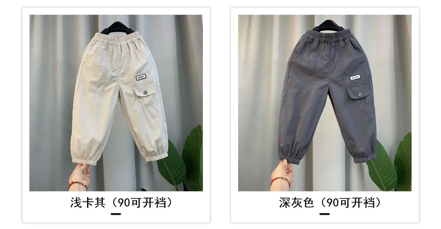 New Spring Autumn Fashion Boys Pants Loose And Comfortable Design Sport Overalls Cargo Trousers For 2-10 Years Old Kids
