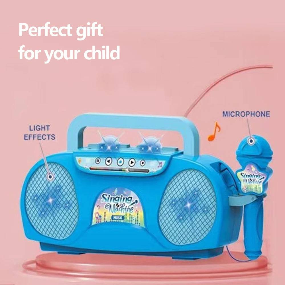 Music Instrument Microphone Karaoke Machine with Light Indoor Outdoor Travel Educational Toy Gifts for Kids Girls Children Toy