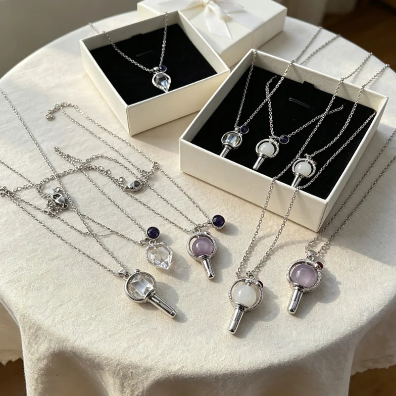 BT21 Clavicle Chain with Diamond Support Rod Series Purple and White Gift Clavicle Chain Daily Travel Accessories