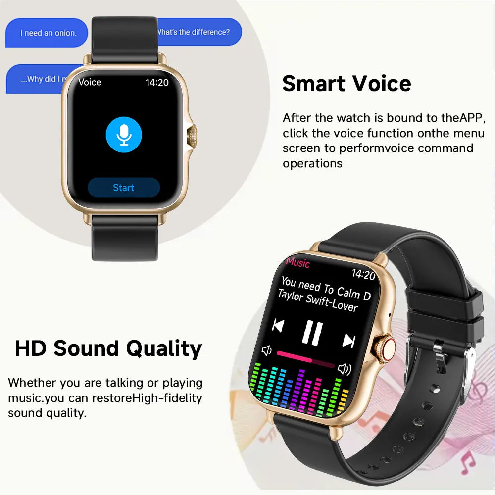 Smart Watch, Wireless Calling Smart Watch, Message Reminder, Sleep Monitoring, Pedometer, Stopwatch, Voice Assistant, Phone Finder, Men's Sports Watch, Women's Sports Watch, Watch Compatible with Android And IOS Phones