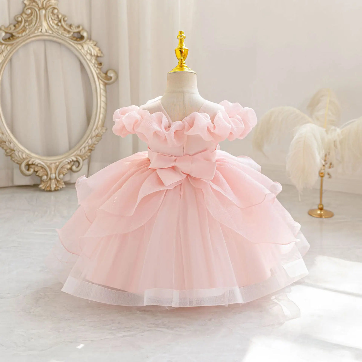 HETISO New Kids Girl Princess Dress Baby First Communion Ceremony Wedding Party Ball Gown Sequined Layered Tutu Clothes