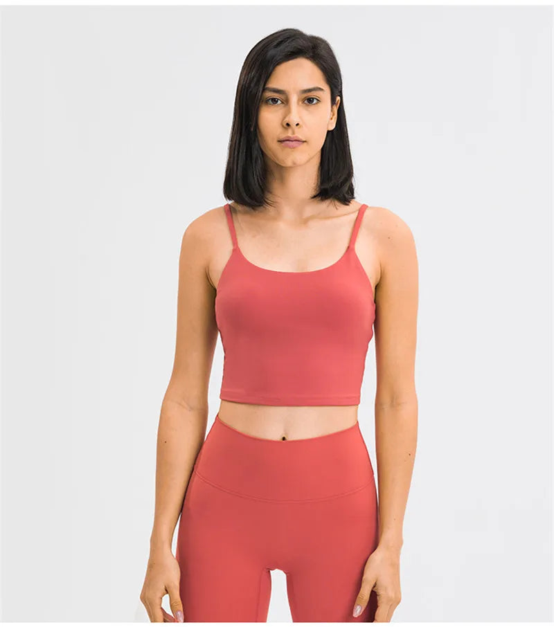 Solid Color Women Sports Bra Comprehensive Training Shockproof Halter Soft Sports Fitness Top Gym Yoga Chest Pad Comprehensive