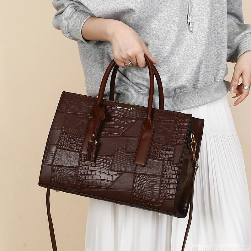 Trendy Lizard Pattern Mother-Daughter Handbag Summer 2025 Vintage Style Women's Tote Shoulder Bag Crossbody Bag Large Size