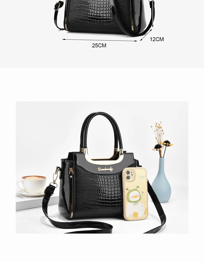 Stylish senior crocodile print women's handbag, temperament all large capacity single shoulder crossbody bag