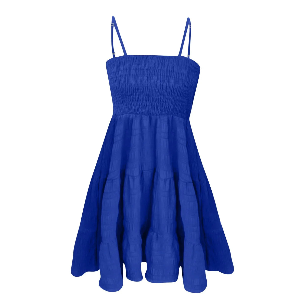 Bohemian Beach Sundress Women Sexy Sleeveless Backless Big Swing Mini Dress Solid Spaghetti Strap Ruffles Dress Summer Vestidos