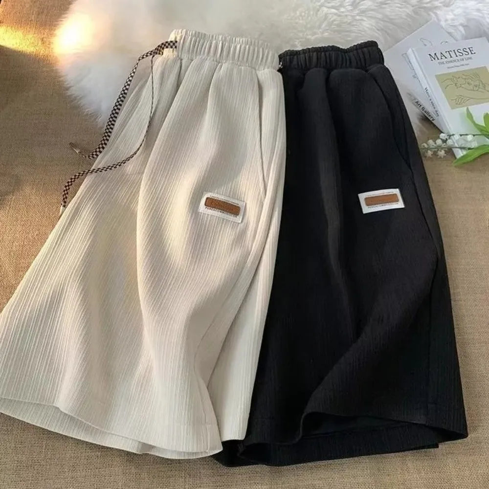Trendy Thin Shorts for Men Elastic Waist Drawstring Summer Shorts Loose Breathable Running Shorts Summer Wear