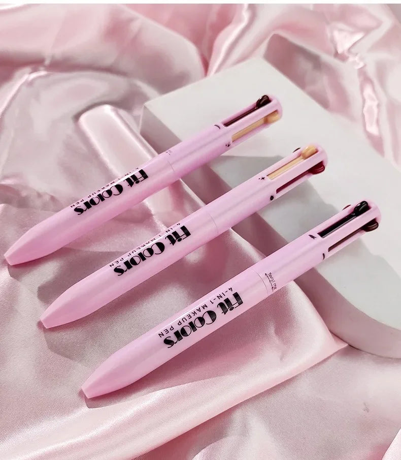 4-in-1 Makeup Pen Eyebrow Pencil, Eyeliner, Lip Liner, Highlighter Eyeshadow Pen Multi-functional 4-color Set Counter Makeup Pen