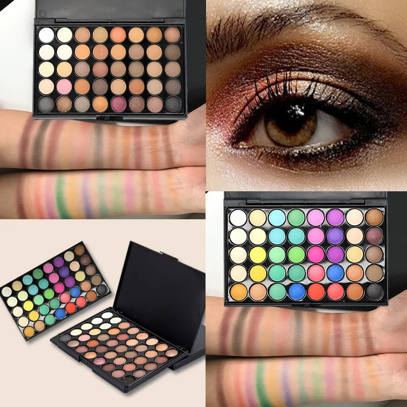 40 Colors Glitter Eyeshadow Palette Matte Waterproof Long Lasting Pressed Powder Cosmetics Kit Fashion Women'S Eye Makeup Palette