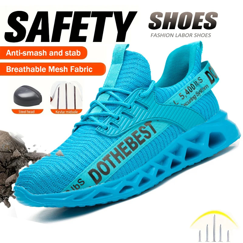Safety Shoes Men For Work Sneakers Women'S Men Steel Toe Work Shoes Security Protective Shoes Lightweight Anti-Smash Anti-Puncture
