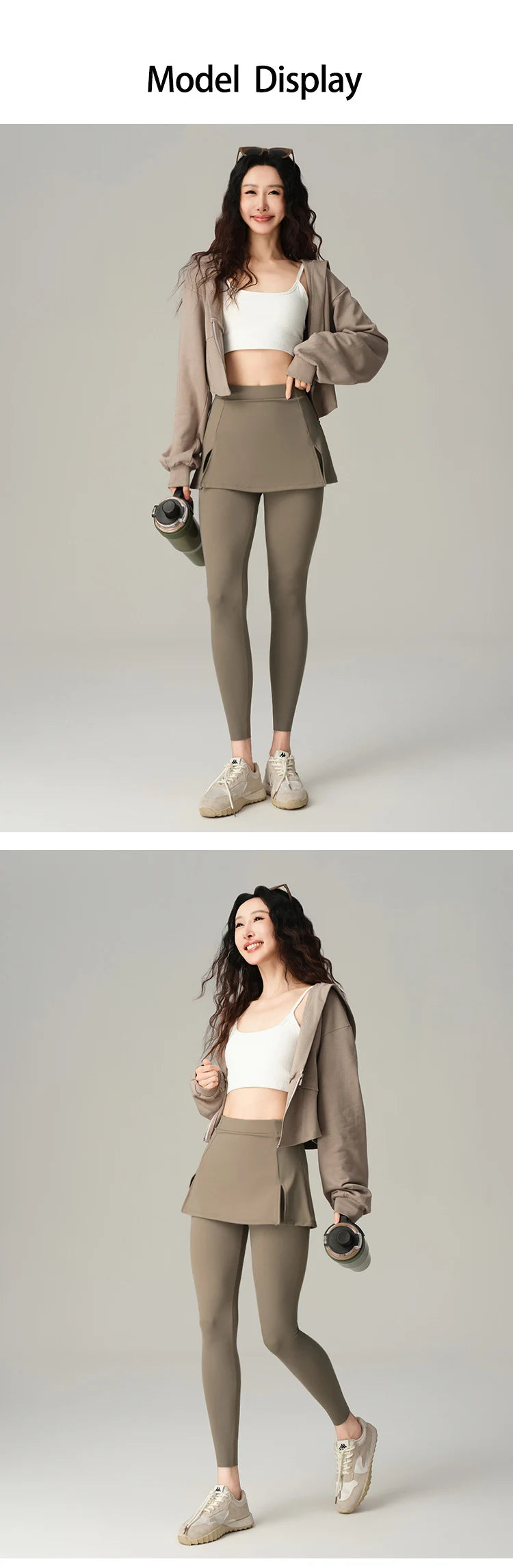 BIVIGAOS Fake Two-Piece Split Skirts Leggings Women Tennis Skirt Built-In Pockets Tight Sports Fitness Yoga Sharkskin Leggings