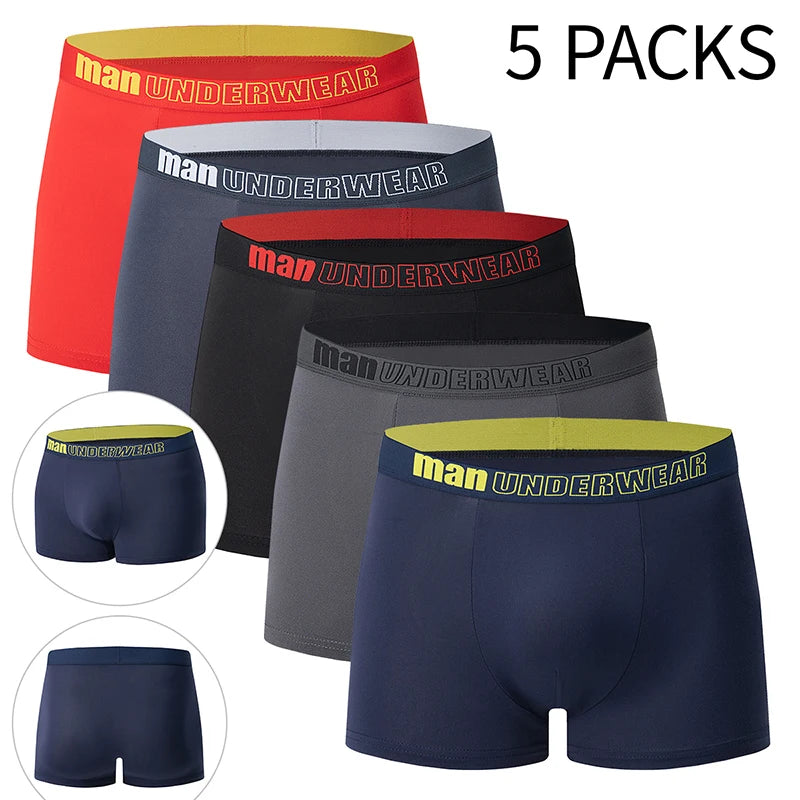 Men's Printed Boyshorts Plus Size Underwear Set For Men With Comfortable Waistband European American Sizes 4 To 5 Pieces