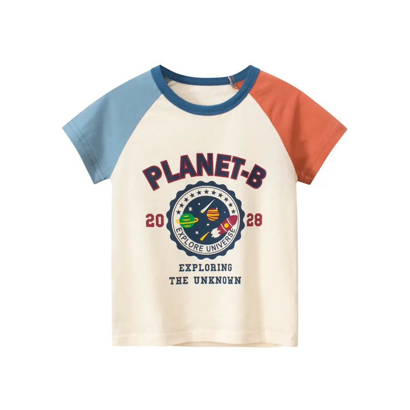 Tsaujia Boys' Short Sleeve Cotton T-Shirt - Cartoon Print Active Top