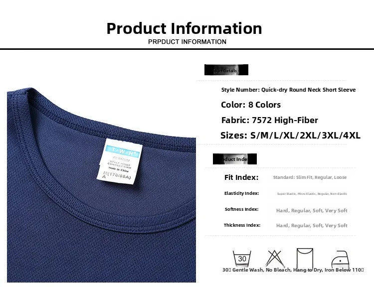 Versatile Men's Short Sleeve Shirt Tee Tops European Size Multi-Pack Slim Fit Sporty Style Fiber Blend Lightweight Clothing