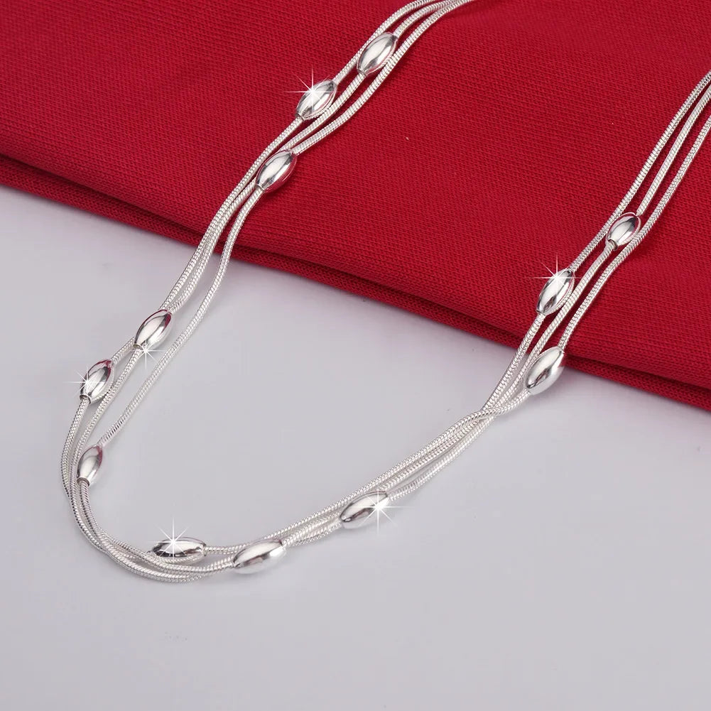 925 Sterling Silver Charms Beads Necklace For Women'S Luxury Fashion Wedding Accessories Jewelry Christmas Gifts