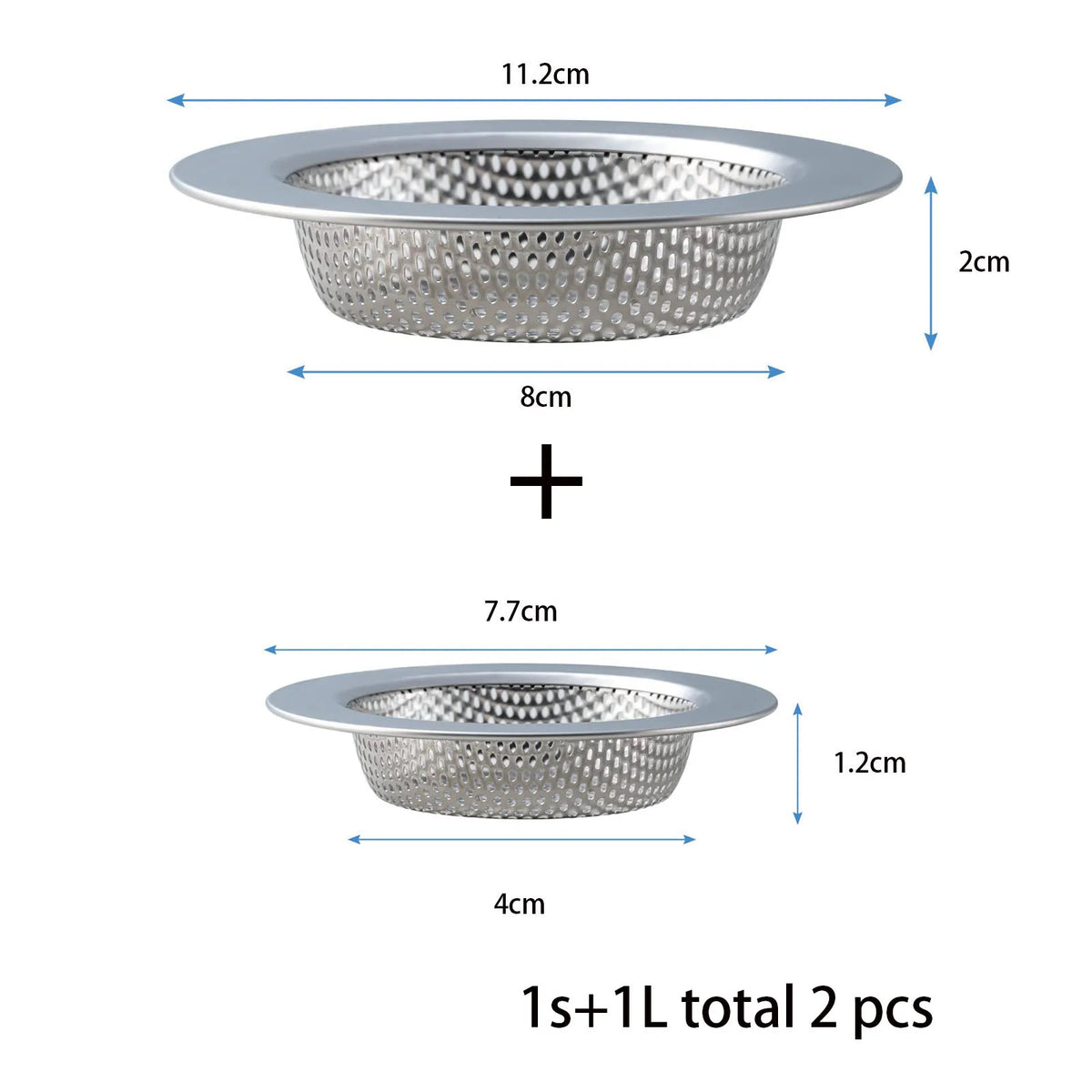 2 Pcs Kitchen Sink Strainer，Stainless Steel Punching Sink Drain Strainer Shower Drain Hair Catcher Bathroom Kitchen Accessories