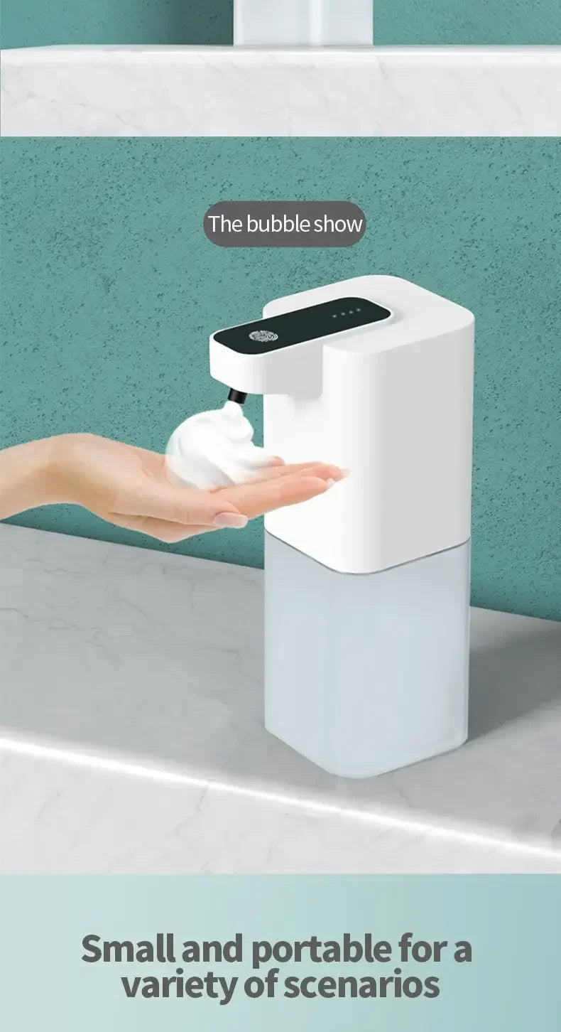 Dispensador de jabón automático de 400 ml, recargable por USB, dispensador de jabón de espuma portátil sin contacto y manos libres para el hogar
