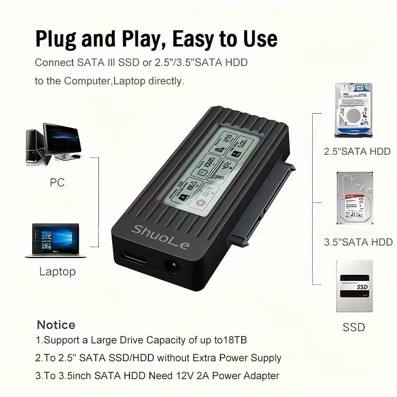 USB 3.2 To Sata Display Adapter Converter Cable USB3.0 Hard Drive Converter Cable For Samsung Seagate WD 2.5 3.5 HDD SSD Adapter