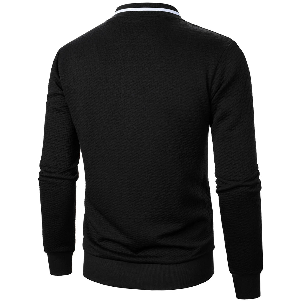 New Men's New Zip Stand Collar Sweatshirt Jacket Men's Casual Jacquard Cardigan Sweatshirts Baseball Jackets Men Clothing