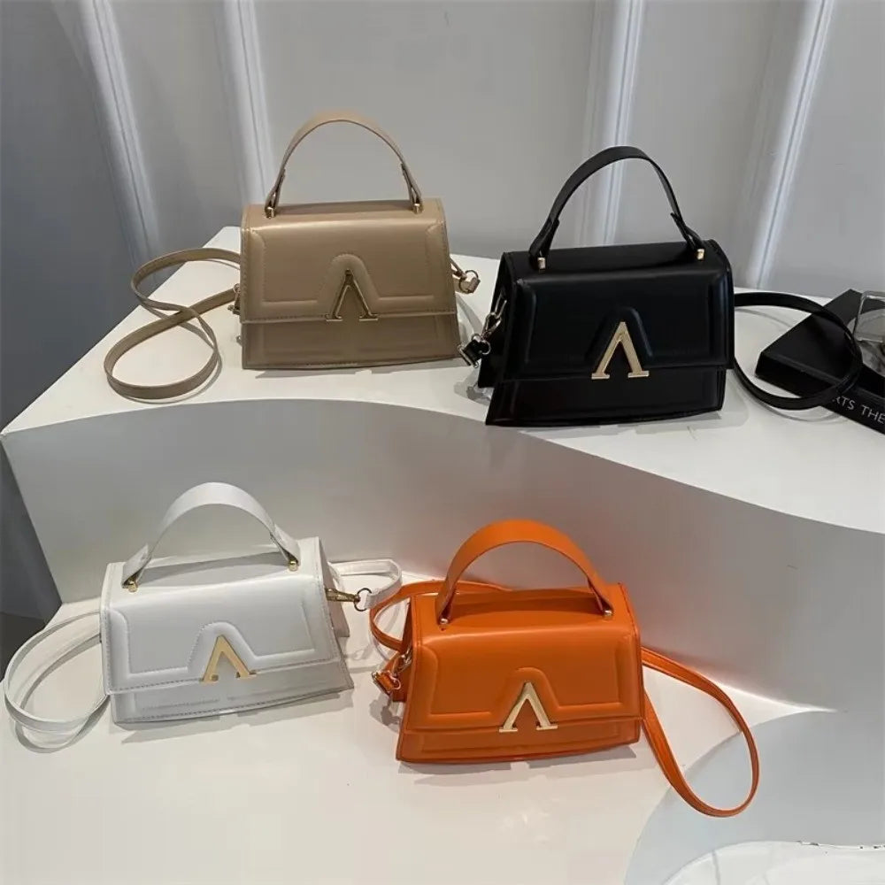 Casual Retro Shoulder Bag Candy Color Large Capacity Crossbody Bag PU Material Street Trend Ladies Handbag