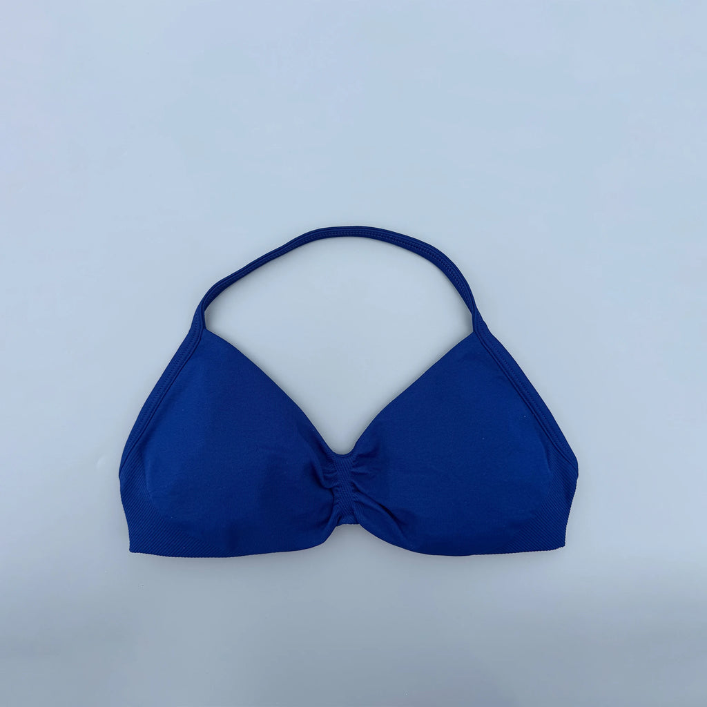 Sports Strappy Bra Yoga Underwear Women Gym Top Running Exercise Backless Bra High Support Active Wear Fitness Workout Halter