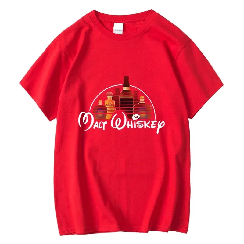 Summer Men'S T-Shirt 100% Cotton Funny Malt Whiskey Print Summer Loose O-Neck Cool T Shirt For Men Short Sleeve T-Shirt Male Tee