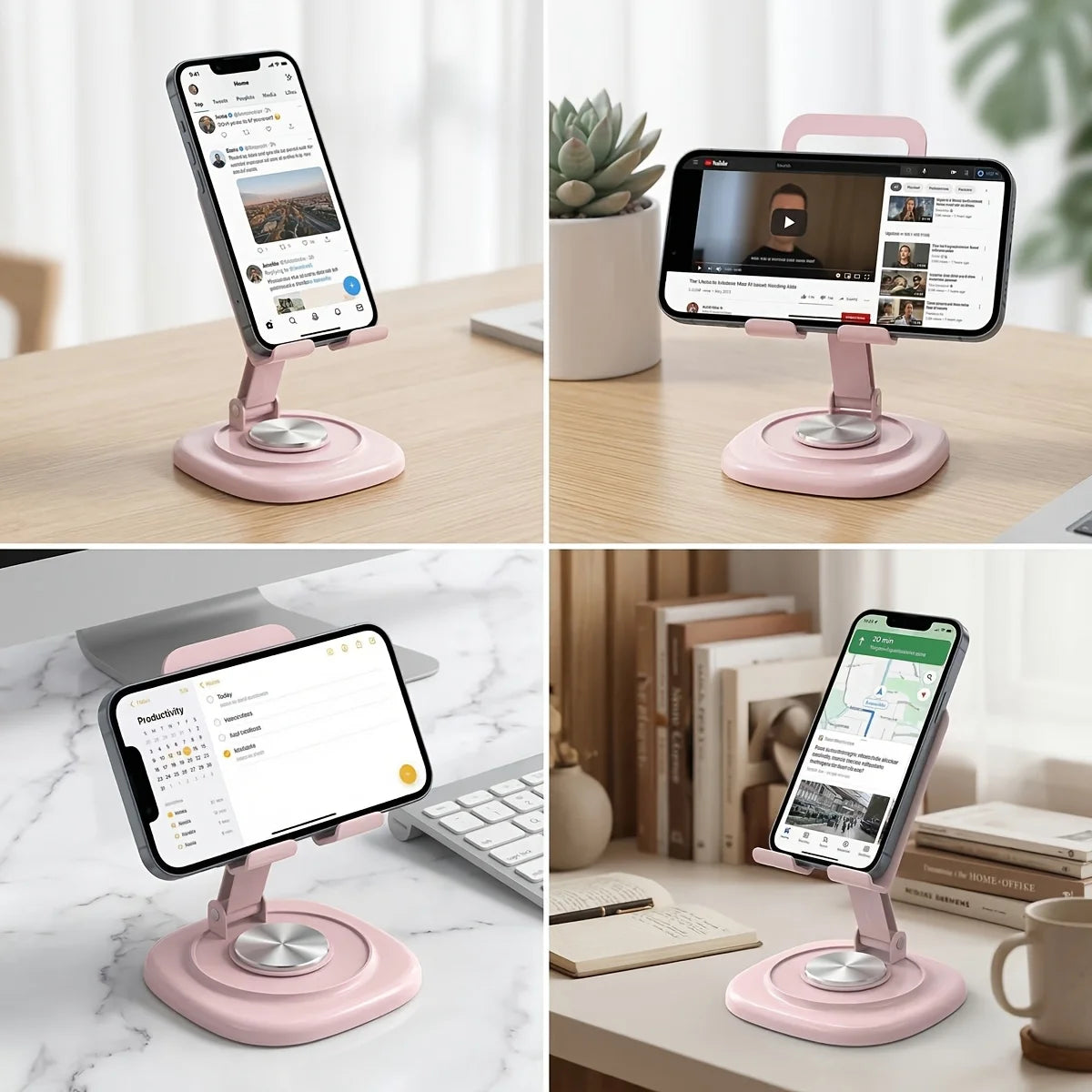 Macaron Desktop Metal Rotating Phone Stand Tablet Phone Stand for Watching TV, Live Streaming, and Video Support - Lazy Person'